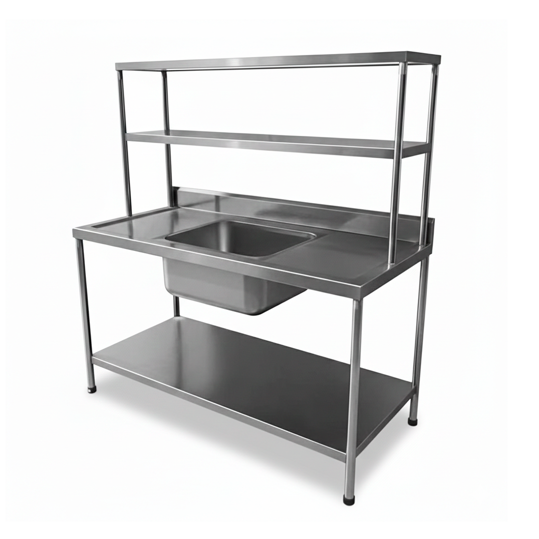 fregadero ind 1 tanque con 2 estantes aéreos