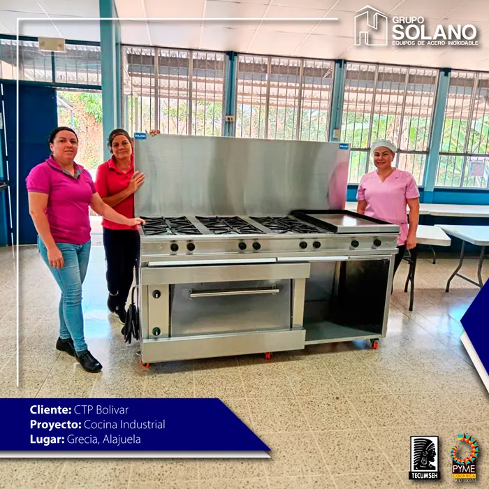 Cocina industrial en acero inoxidable — CTP Bolívar, Alajuela